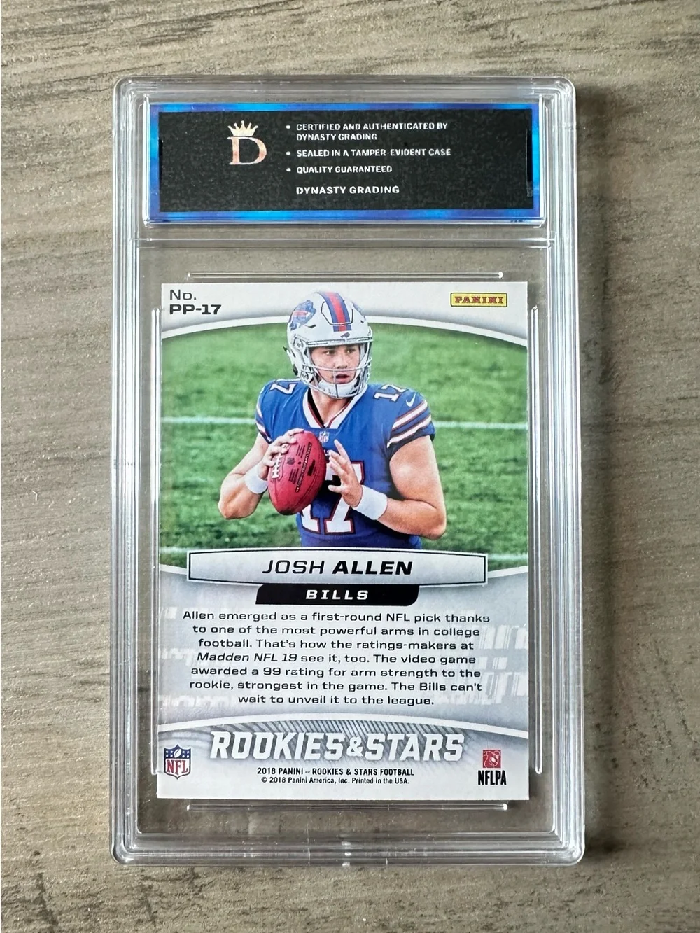 Josh Allen Rookie Stars 2018 Panini #PP-17 Gem Mint 10 Novelty Card. Buffalo